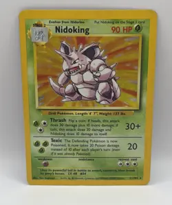 Pokemon TCG Nidoking Base Set Holo Unlimited Rare Card 11/102 Vintage MP - Image 1