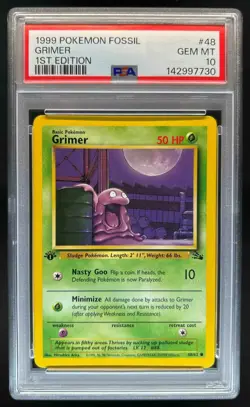 1999 Pokemon Fossil 1st Edition Grimer #48/62 PSA 10 - Image 1