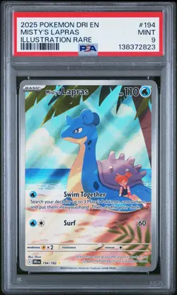 2025 POKEMON DRI EN-DESTINED RIVALS ILLUSTRATION RARE #194 MISTY'S LAPRAS PSA 9 - Image 1