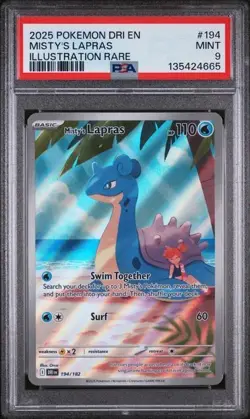 2025 POKEMON DRI EN-DESTINED RIVALS ILLUSTRATION RARE #194 MISTY'S LAPRAS PSA 9 - Image 1