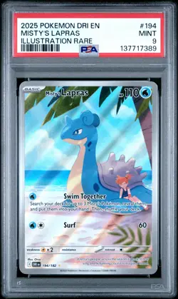 2025 POKEMON DRI EN-DESTINED RIVALS ILLUSTRATION RARE #194 MISTY'S LAPRAS PSA 9 - Image 1
