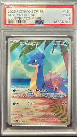 MISTY'S LAPRAS 2025 POKEMON DRI EN-DESTINED RIVALS ILLUSTRATION RARE #194 PSA 9 - Image 1