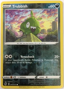 POKEMON TRUBBISH 043/073 CHAMPION'S PATH COMMON REVERSE HOLO NEAR MINT - Image 1