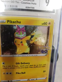 2022 Pokemon SWSH Black Star Promo Pikachu CGC 9 With Swirl Pokemon Go Tin - Image 3