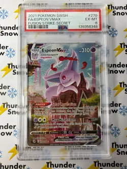 ⚡❄ 2021 Pokemon SWSH Fusion Strike Secret #270 Espeon Vmax Full Art PSA 6 - Image 1