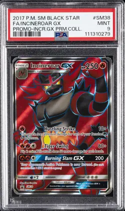 2017 POKEMON SM BLACK STAR PROMO #SM38 FULL ART/INCINEROAR GX PSA 9 - Image 1