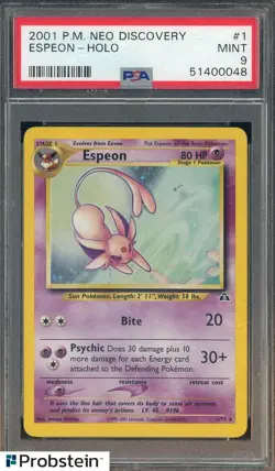 2001 Pokemon Neo Discovery #1 Espeon Holo PSA 9 MINT - Image 1