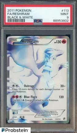 2011 Pokemon Black & White #113 FA Reshiram PSA 9 MINT - Image 1