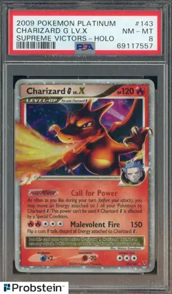 2009 Pokemon Platinum Supreme Victors #143 Charizard G LV.X Holo PSA 8 NM-MT - Image 1