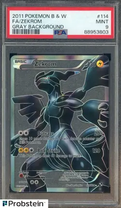 2011 Pokemon Black & White Gray Background #114 FA Zekrom PSA 9 - Image 1