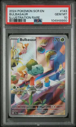 2024 POKEMON SCR EN-STELLAR CROWN ILLUSTRATION RARE #143 BULBASAUR PSA 10 - Image 1