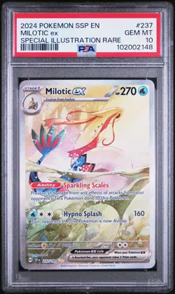 2024 POKEMON SSP EN-SURGING SPARKS SPECIAL ILLUSTRATION RARE MILOTIC EX PSA 10 - Image 1