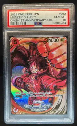2023 One Piece Japanese 1st Anniversary Monkey D. Luffy SIG #OP05-012 PSA 10 - Image 1
