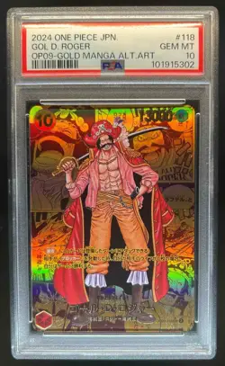 2024 One Piece Japanese Gol D. Roger Manga Alt Art Gold VAR #OP09-118c PSA 10 - Image 1