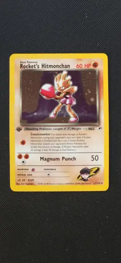Rocket's Hitmonchan 1st Edition Holo Gym Heroes 11/132 Swirl WOTC Pokemon - Image 1