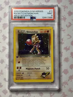 2000 POKEMON GYM HEROES ROCKET'S HITMONCHAN HOLO- 1ST EDITION PSA 9 - Image 1