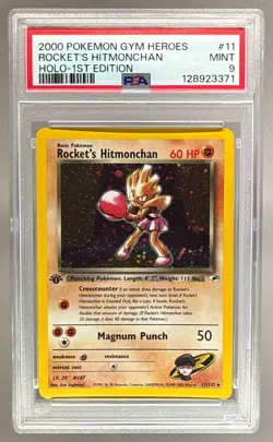 128923371 Rocket's Hitmonchan 2000 Pokemon Gym Heroes 1st Edition #11 Holo PSA 9 - Image 1