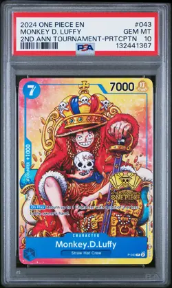 2024 ONE PIECE PROMOS 2ND ANNIV TOURNAMENT-PARTICIPATION MONKEY D. LUFFY PSA 10 - Image 1