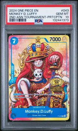 2024 ONE PIECE PROMOS 2ND ANNIV TOURNAMENT-PARTICIPATION MONKEY D. LUFFY PSA 10 - Image 1