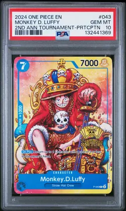 2024 ONE PIECE PROMOS 2ND ANNIV TOURNAMENT-PARTICIPATION MONKEY D. LUFFY PSA 10 - Image 1
