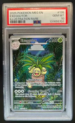 2025 Pokemon Mega Evolution Exeggutor Full Art Illustration Rare #135/132 PSA 10 - Image 1