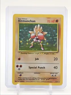 HITMONCHAN 1999 POKEMON ORIGINAL BASE SET RARE HOLO 7/102 Q5282 - Image 1