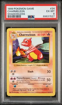 🔥 Pokemon TCG 🔥 1999 POKEMON GAME 24 CHARMELEON SHADOWLESS🔥 PSA 6 EX-MT 🔥 - Image 3