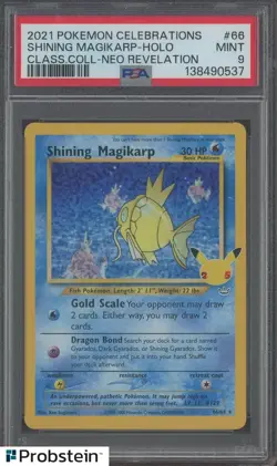 2021 Pokemon Celebrations Classic Neon Revelation Shining Magikarp Holo PSA 9 - Image 1