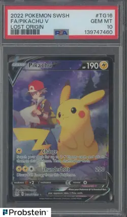 2022 Pokemon SWSH Lost Origin #TG16 FA Pikachu V PSA 10 GEM MINT - Image 1
