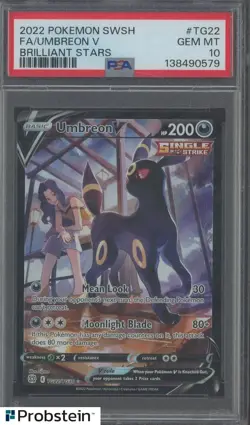 2022 Pokemon SWSH Brilliant Stars #TG22 FA Umbreon V PSA 10 GEM MINT - Image 1