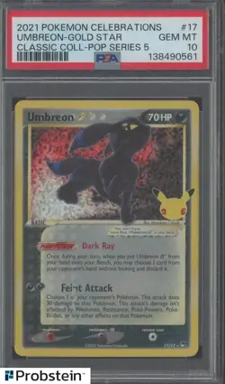 2021 Pokemon Celebrations Classic Pop Series 5 #17 Umbreon Gold Star PSA 10 - Image 1