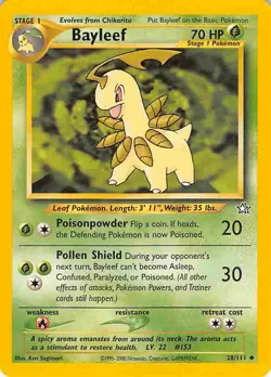 Bayleef 28/111 Uncommon Neo Genesis Pokemon LP - Image 1