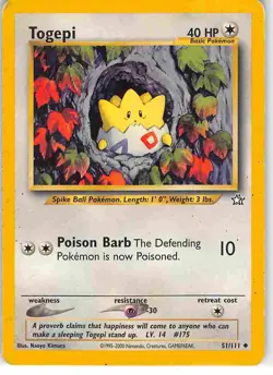 Togepi 51/111 Uncommon Neo Genesis Pokemon MP - Image 1