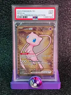2023 Pokemon Metal TCG Mew EX 205/165 UPC Promo Scarlet & Violet 151 Gold PSA 9 - Image 1