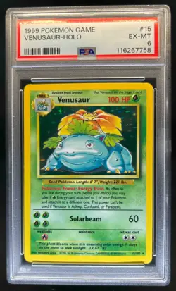 1999 Pokemon Unlimited Venusaur Rare Holo #15/102 PSA 6 - Image 1
