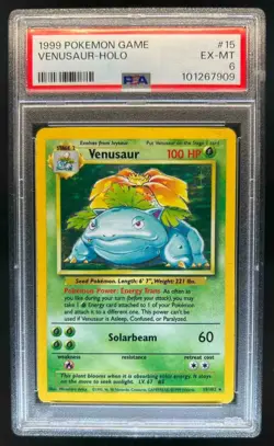 1999 Pokemon Unlimited Venusaur Rare Holo #15/102 PSA 6 - Image 1