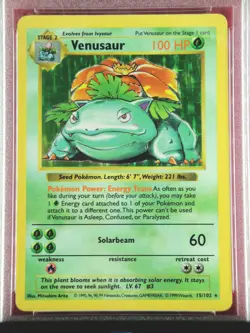 🍀 SHADOWLESS VENUSAUR 🍀 Base Set 15/102 | PSA 4 | Vintage Pokemon Holo-Foil | - Image 2