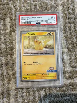 2025 POKEMON SVP ENGLISH PROMO #214 PIKACHU ILLUSTRATION CONTEST 2024 - PSA 10 - Image 1