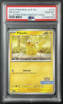 PIKACHU PSA 10 2025 POKEMON SVP EN #214 ILLUSTRATION CONTEST 2024 GEM 763 - Image 1