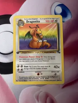 Pokemon TCG Dragonite Fossil 19/62 Non-Holo Unlimited Rare 1st Edition LP - Image 1