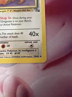 Pokemon TCG Dragonite Fossil 19/62 Non-Holo Unlimited Rare 1st Edition LP - Image 2