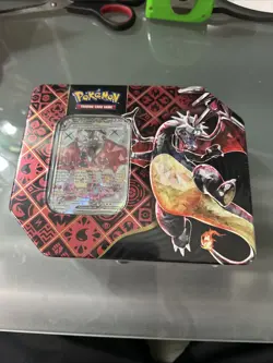 Shiny Charizard ex Paldean Fates Scarlet and Violet Pokemon TCG Tin Mint Sealed - Image 1