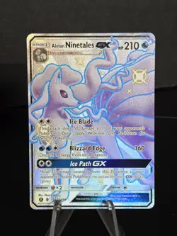 Pokemon Alolan Ninetales GX TCG Full Art Holo Card SV53/SV94 NM Condition - Image 1