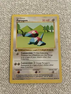 Pokemon TCG Porygon 1st Edition Shadowless Uncommon Card 39/102 LP/NM - Image 1