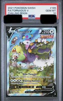 2021 Pokemon SWSH Chilling Reign Tornadus V Alt Alternate Art 185/198 PSA 10 - Image 1