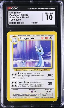 CGC 10 GEM MINT Dragonair Base 18/102 4th Print 1999-2000 Pokemon Card POP 7 psa - Image 1