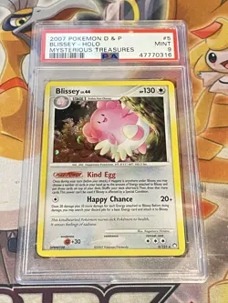 2007 Pokemon TCG D & P Mysterious Treasures Blissey Holo Rare PSA 9 NM 5/123 - Image 1