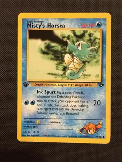 Misty's Horsea 87/132 - 1st Edition - Gym Challenge - WOTC POKEMON CARD - NM - Image 1