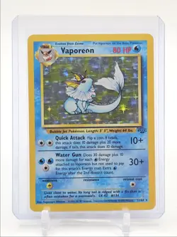 VAPOREON 1999 POKEMON ORIGINAL JUNGLE RARE HOLO 12/64 Q5282 - Image 1