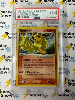 ⚡❄ 2007 Pokemon Gold Star EX Power Keepers #100 Flareon Holo PSA 6 - Image 1